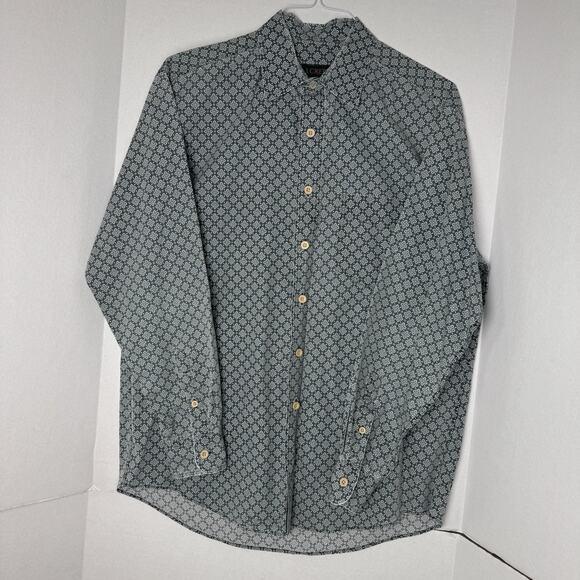J.Crew VTG Men's M Button Down Cotton Shirt Gray White Geometric Print Hong Kong - Picture 2 of 9